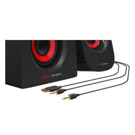 ALTAVOCES 2.1 MARS GAMING MS2 - 20W RMS - 5 DRIVERS DE SONIDO - SUBWOOFER - ALIMENTACIÓN USB - DISEÑO EN ROJO Y NEGRO